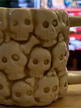 Rosemary Lane Home Skull Mug Halloween Ceramic Coffee Cup Gothic Spooky Skeleton